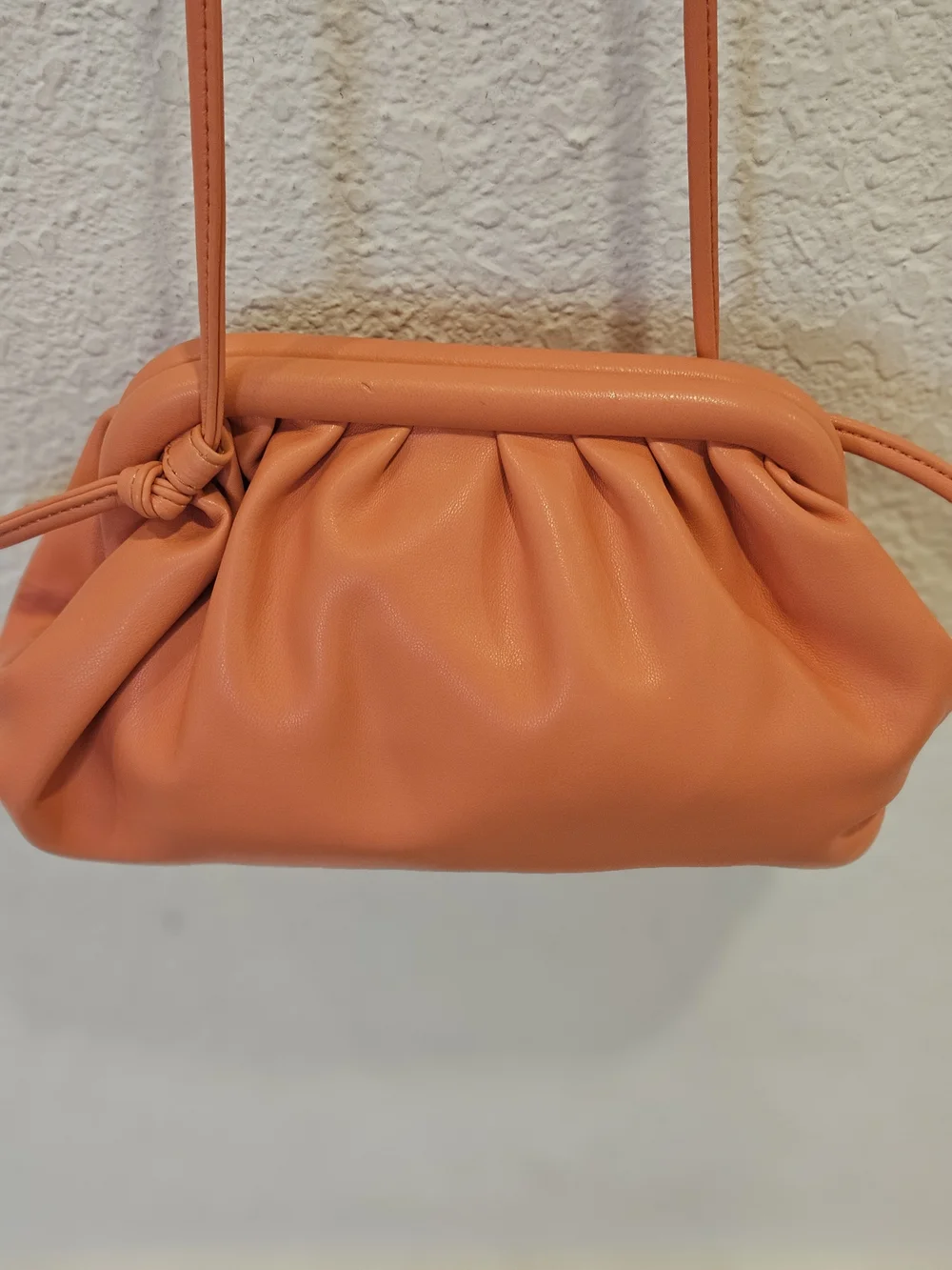 Steve Madden Slouchy Ruched Mini Pouch Crossbody Bag – Mango / Coral Orange